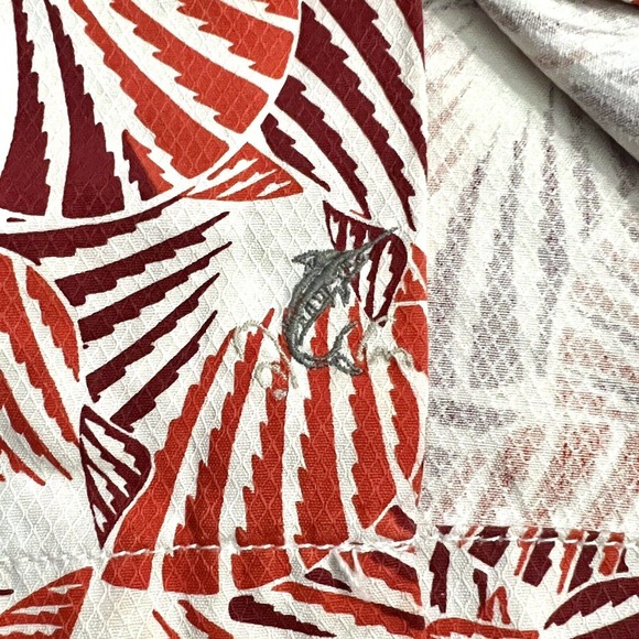Tommy Bahama Men Orange Red White Shell Print Silk Button Hawaiian Aloha Shirt L - Picture 6 of 10
